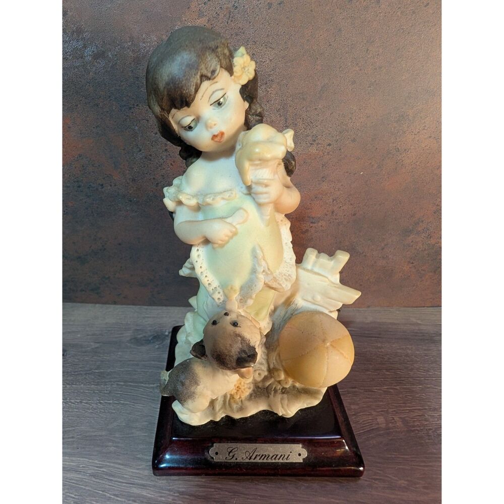 Vintage 1998 Giuseppe Armani Florence Girl with Ice Cream & Cat Little Treasures